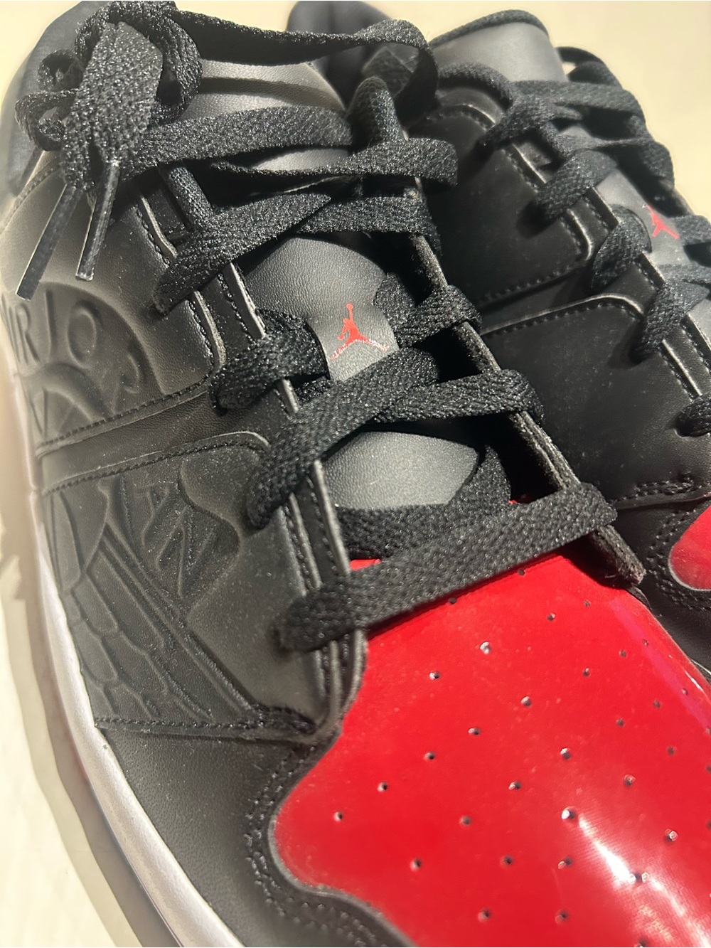 Jordan Brand Black and Red Low-Top Sneakers, Men’s Size 13